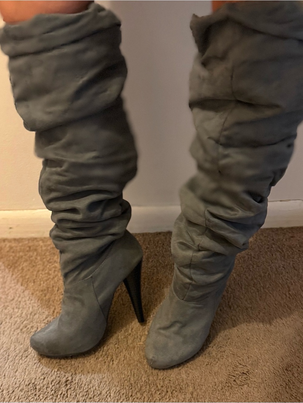 Michael Antonio Gray Slouch Over-the-Knee Stiletto Boots
